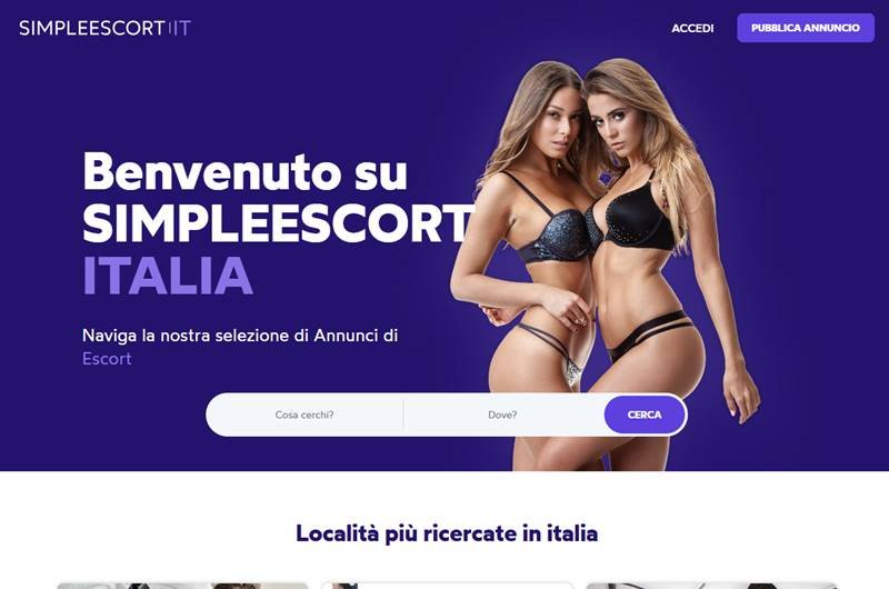 SimpleEscorts IT – sito di escort internazionale con annunci per città italiane